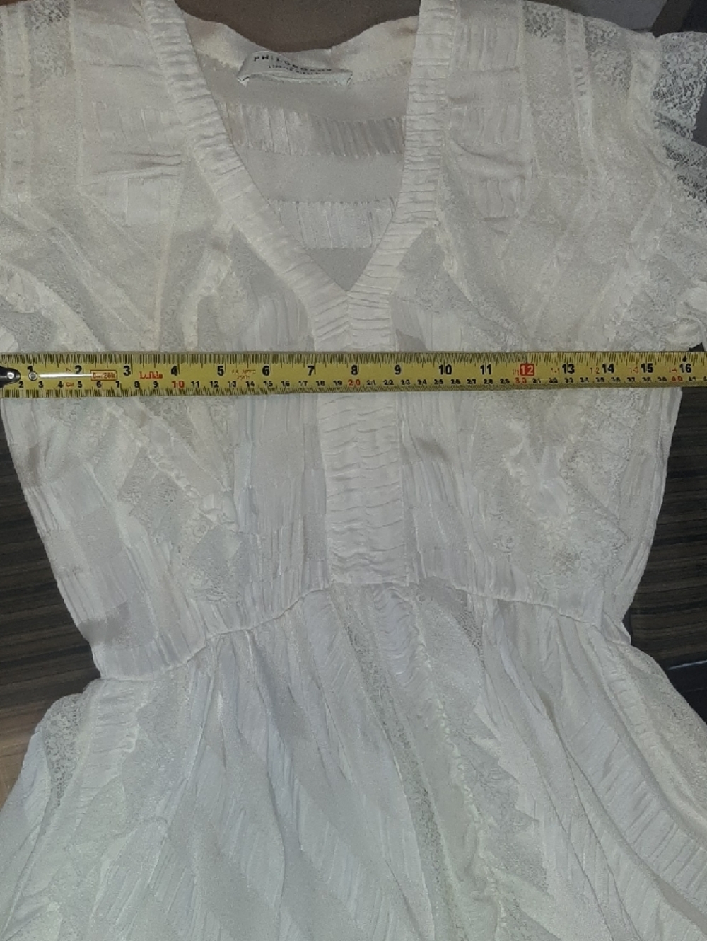 NWOT Orig $1,380 Philosophy🤍di Lorenzo Serafini White Lace Strip High-Low Sz 4 - Picture 14 of 16